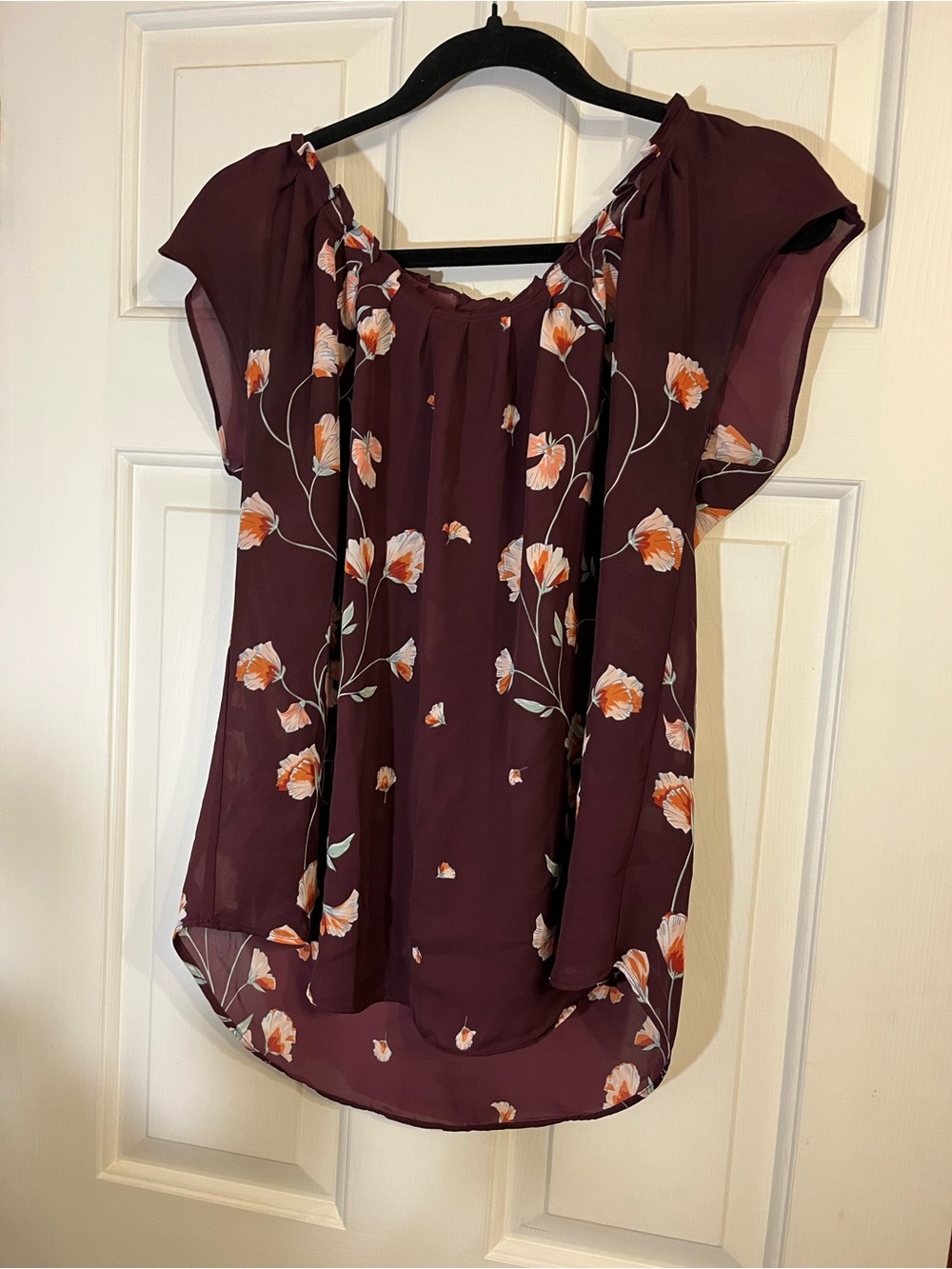 Burgundy Floral Boho Chic, Whimsy goth, Romantic Academia Top, Women’s Sz M - Picture 2 of 4